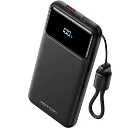 Vention Powerbank 10000 mAh 22.5W Negro con cable USB-C XGYB0-39-TY